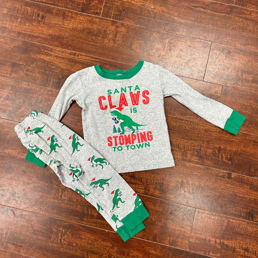 (3/$30) Carters 3t Christmas Dino 2pc pj set